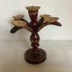 Candle holder carved and painted five candles