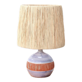 Ceramic lamp by Christian Muratore, raffia shade
