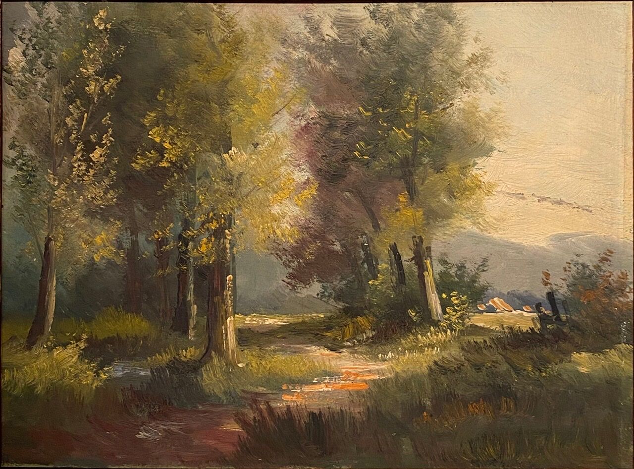 Painting, Landscape, Lyon School, mid-20th century