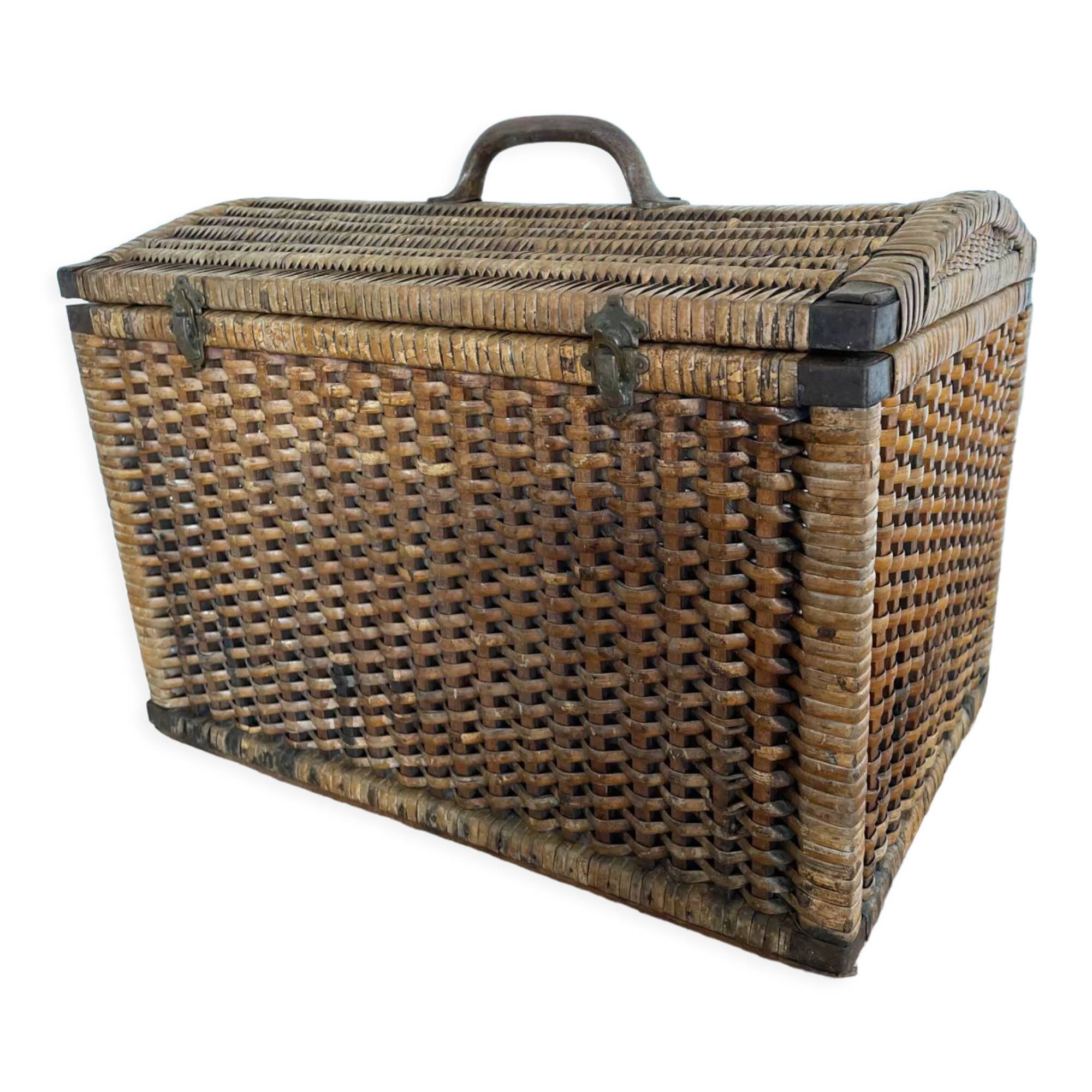 Wicker trunk woven nineteenth century