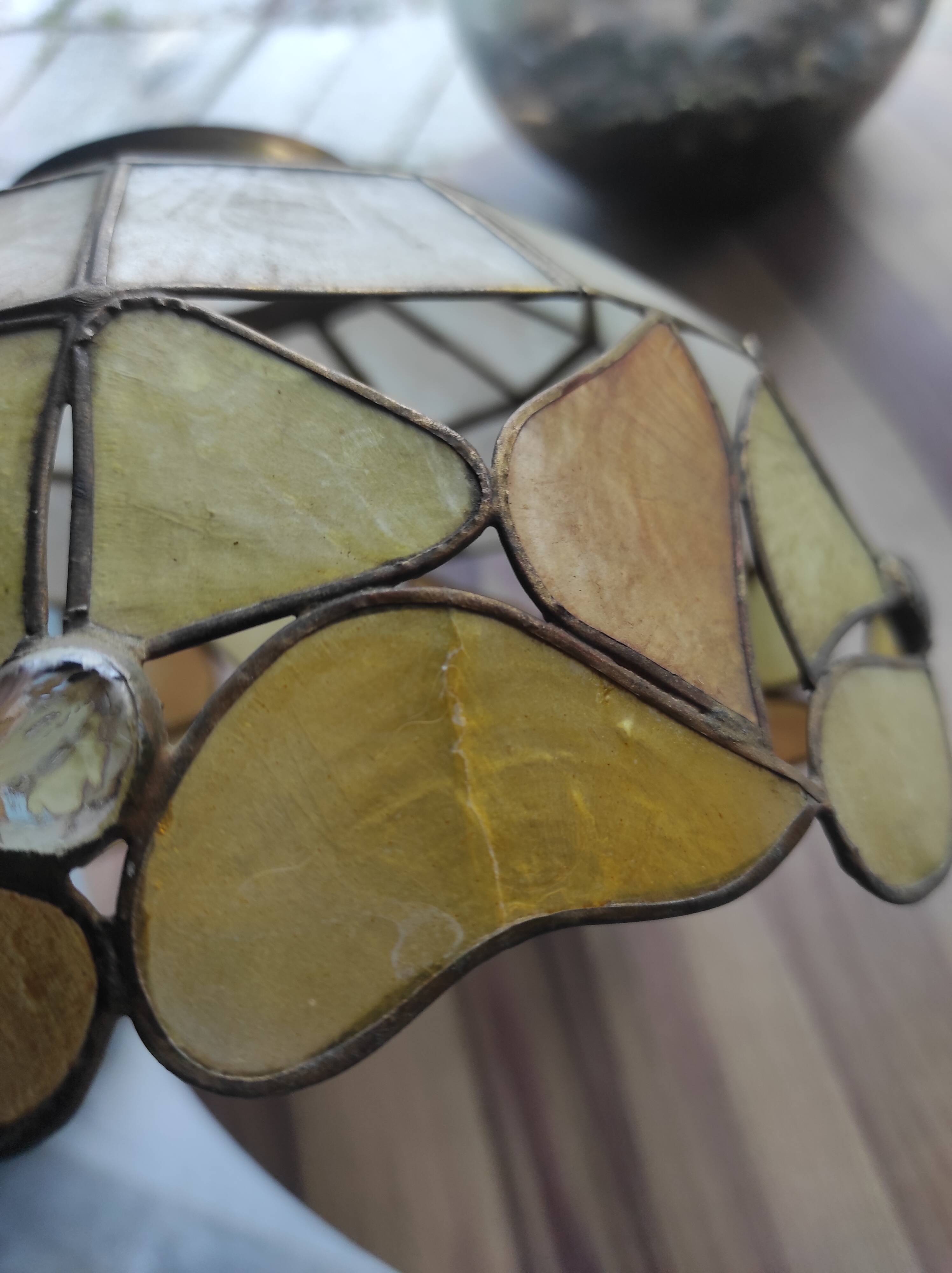 Vintage mother-of-pearl and glass ceiling pendant lampshade