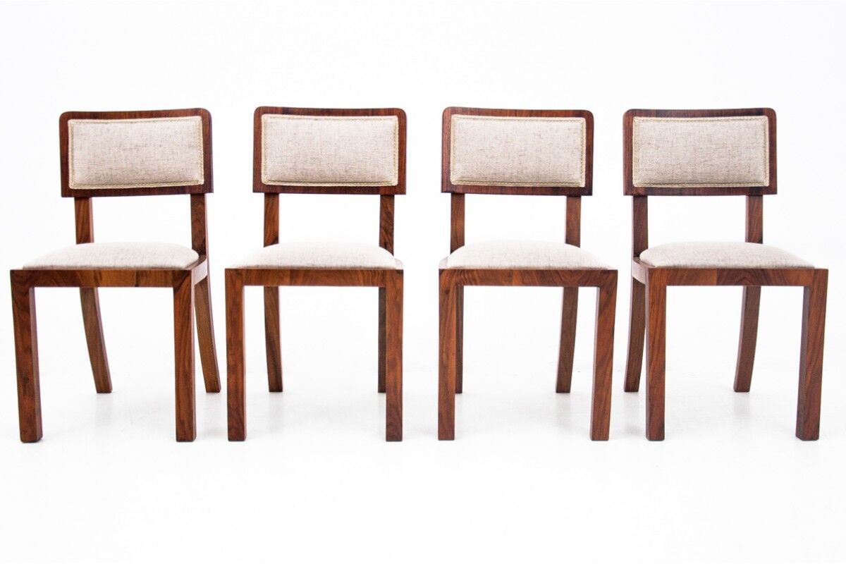 Art Deco dining set, table et 4 chairs, Poland, 1940s