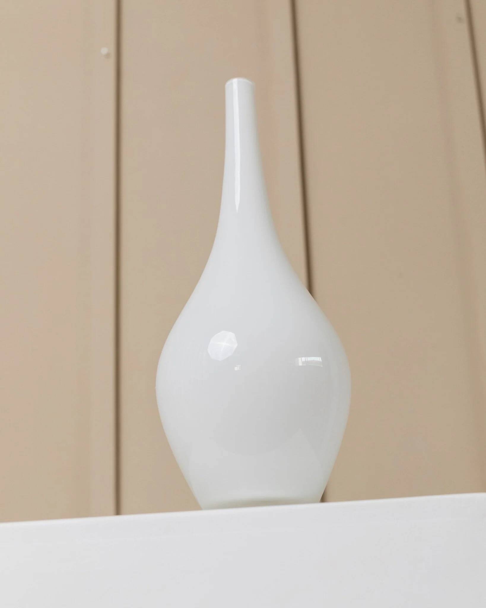 Vintage white milk-glass Salong vase by Johanna Jelinek for IKEA - mouth-blown glass, Scandinavian design