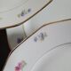 Lot de 8 assiettes en porcelaine à douze pans coupés – décor floral et