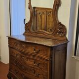 Louis XV rococo style chest of drawers with beveled mirror