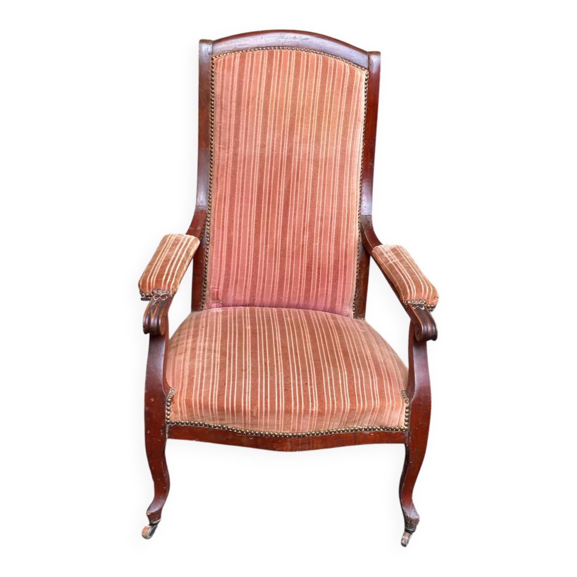 Louis Philippe Voltaire armchair from the 19th century in solid mahogany.
