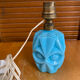 Foot of an old fair lamp chatard moulded blue glass vintage #e495