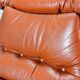 Brutalist Sculptured Brazilian Style Cognac Leather Lounge Chair, 1970s