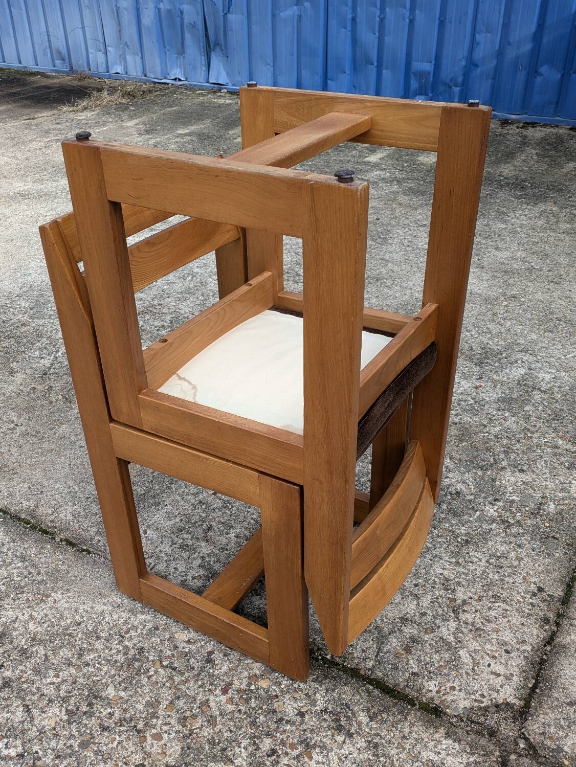 Pair of Maison Regain Elm Sled Chairs, Vintage 1960s