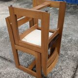 Pair of Maison Regain Elm Sled Chairs, Vintage 1960s