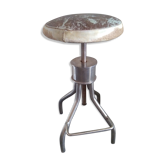 Tabouret d'atelier réglable assise cuir