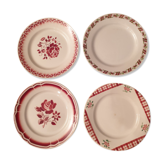 Assorted 4 plates red tones
