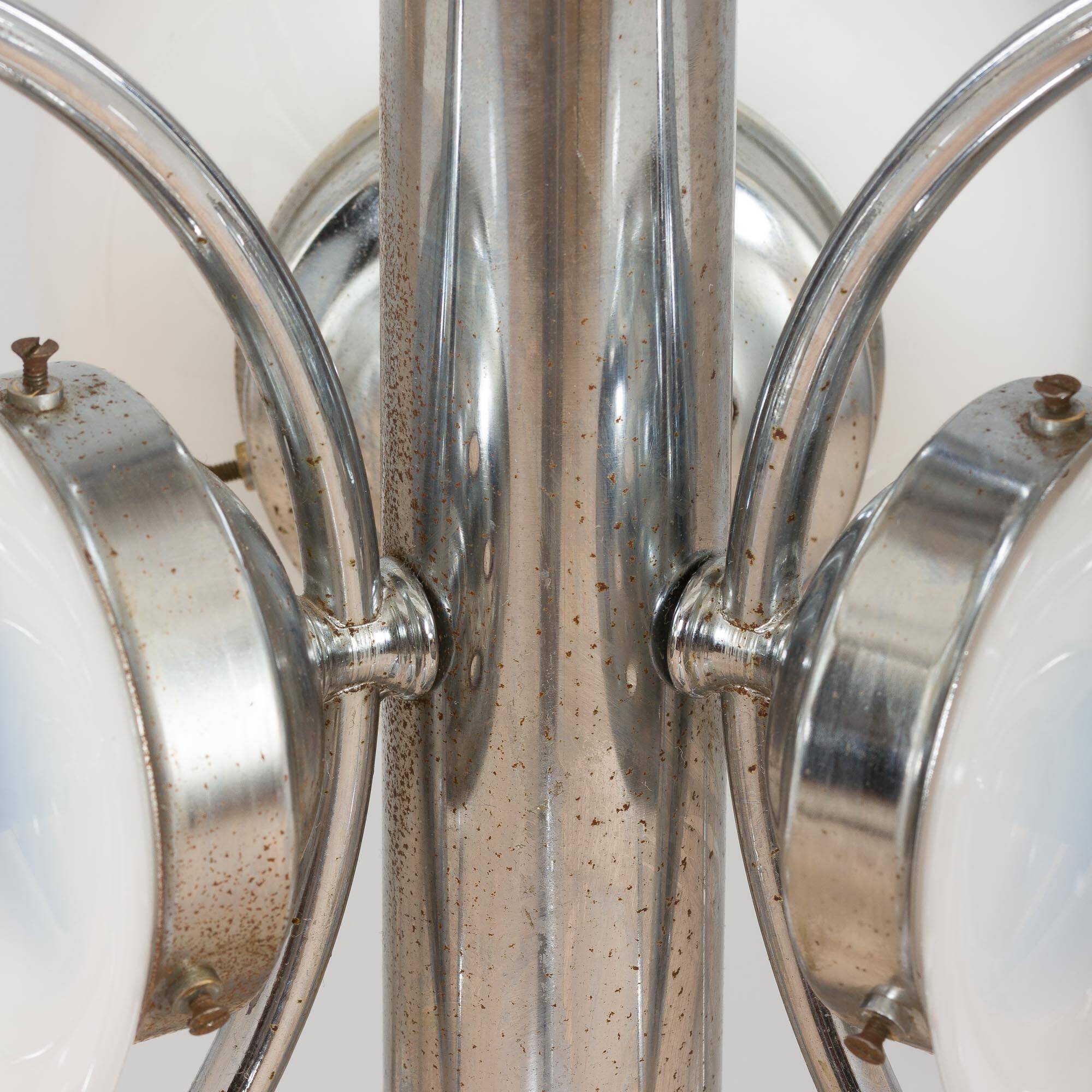 Mazzega Space Age Murano glass chrome plated chandelier, Italy 1970s