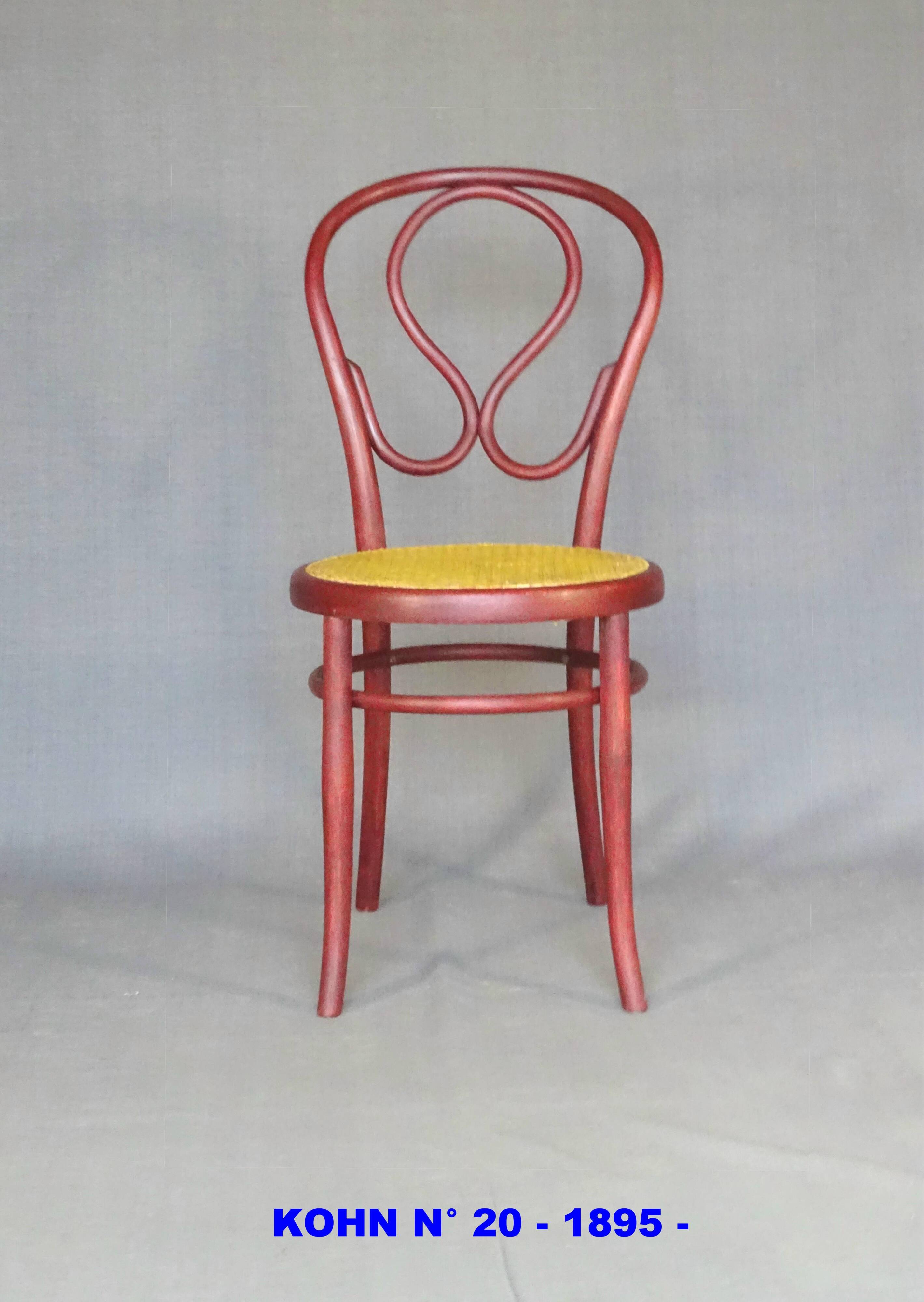 Chaise Kohn n°20 teinte "Cherry" d'origine, vers 1900