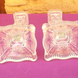 Pair of glass candle holders