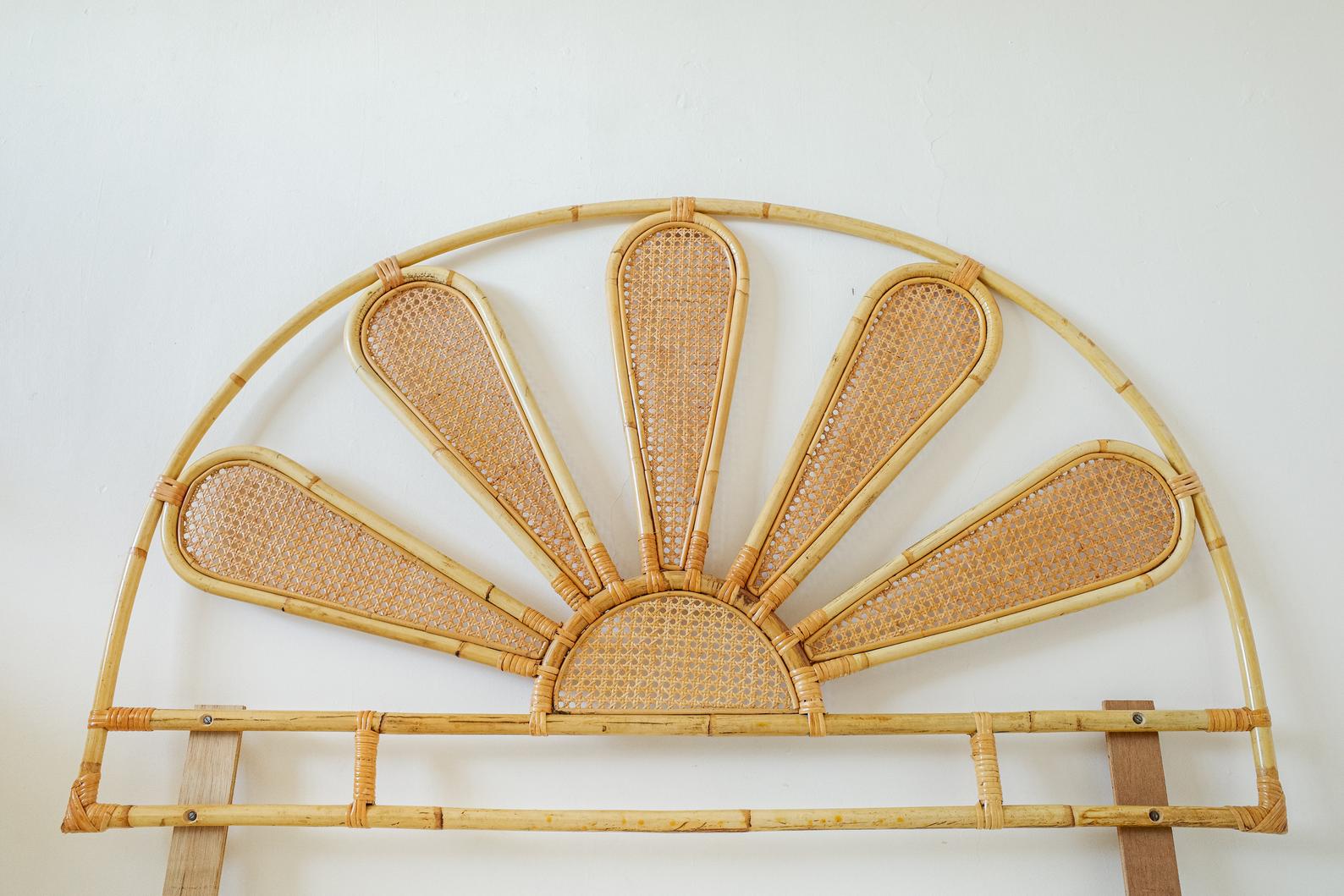 Rattan peacock headboard