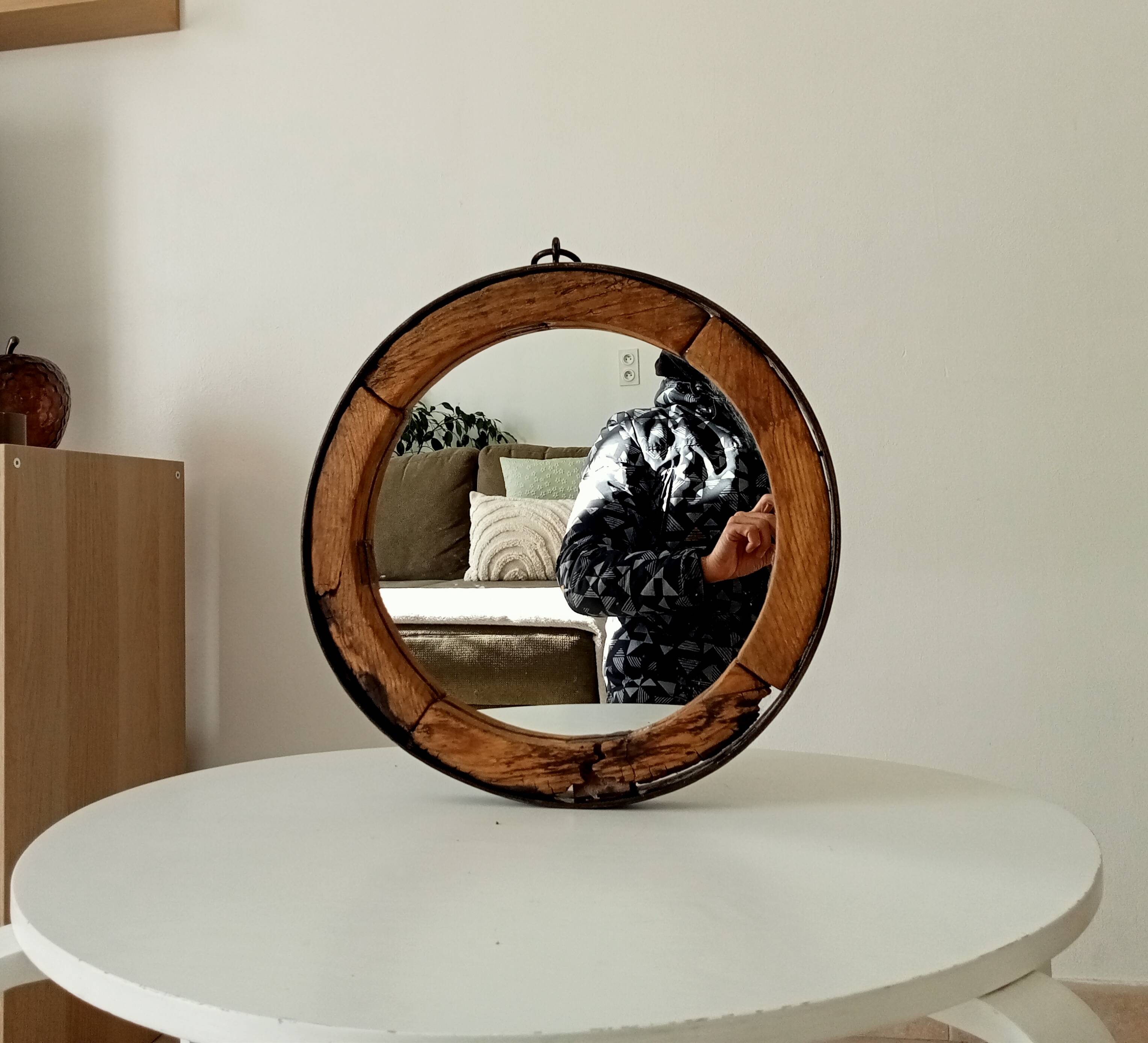 Miroir ancien brutaliste en fer forgé DLG Jean Touret