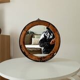 Miroir ancien brutaliste en fer forgé DLG Jean Touret