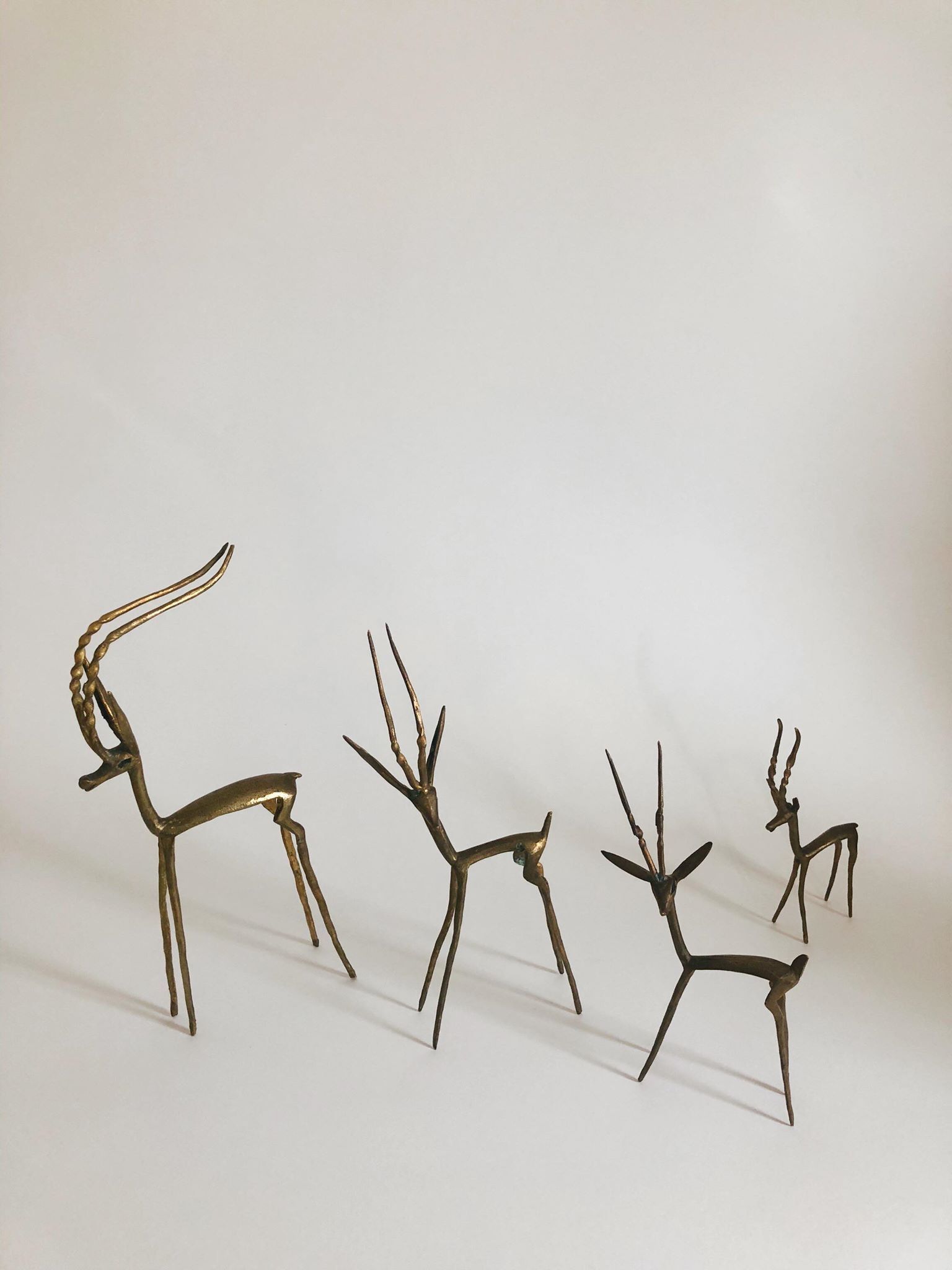 Set brass gazelles antelopes