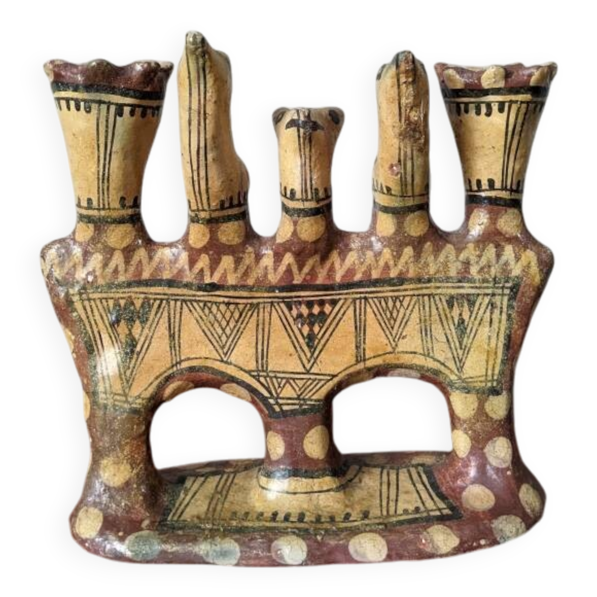 Kabyle candle holder terracotta pottery handcrafted ethnic tribal decoration