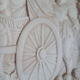 Large Chinese resin dish, carved patterns, signed