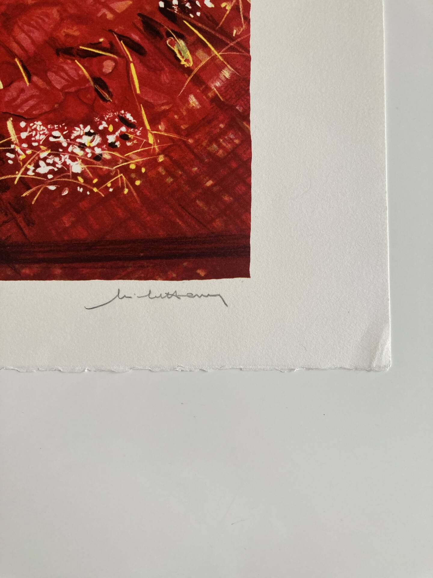 Lithographie (EA) signée Michel Henry - Bouquet Rouge 2005