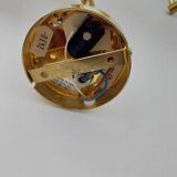 Pair of articulated arm wall lights in brass with opaline globe