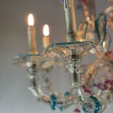 Venetian chandelier Rezzonico in Murano glass, 9 arms of light circa 1920