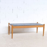 Scandinavian coffee table oak and slate 60's