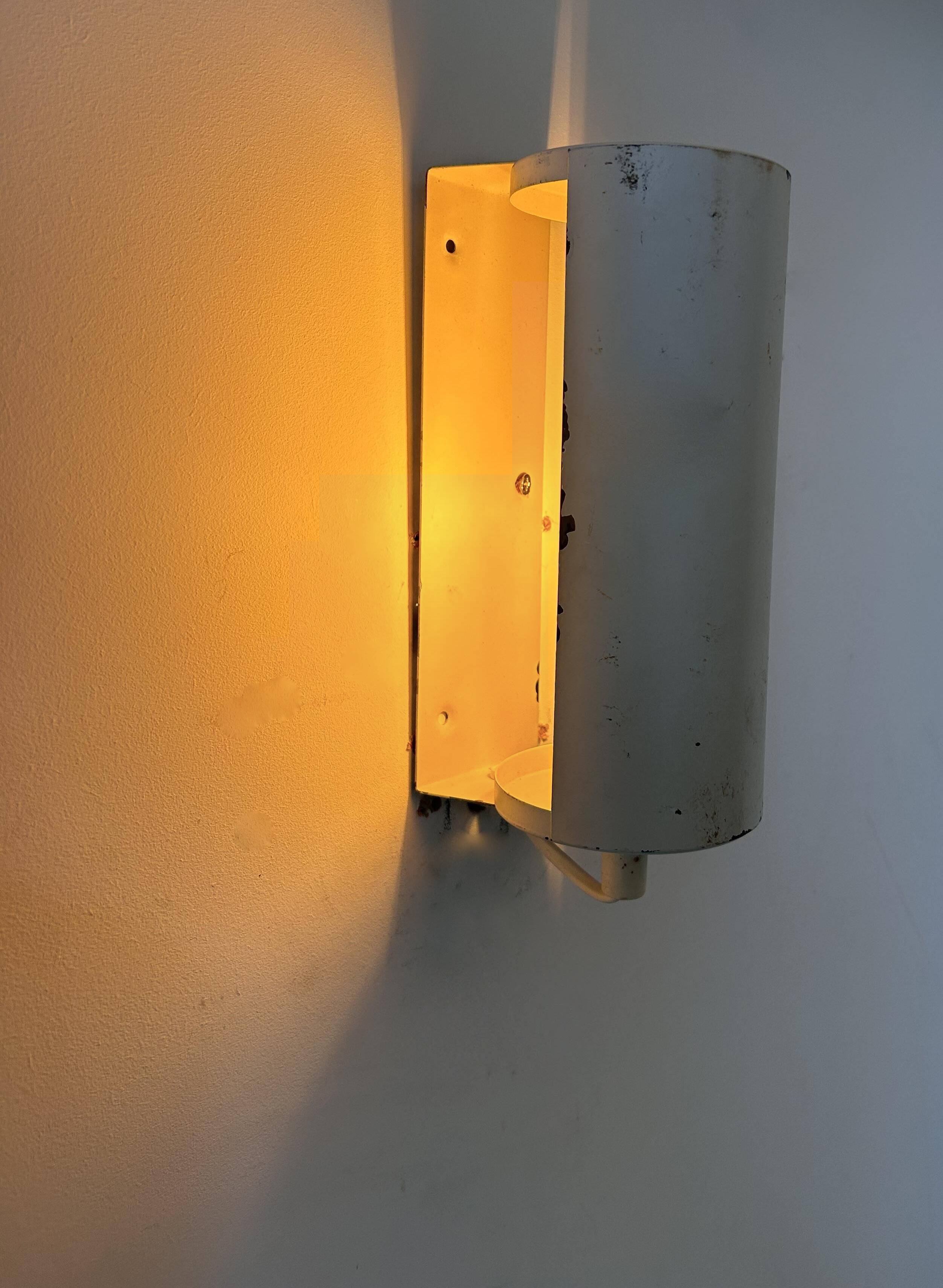 Pair of vintage adjustable wall lights, white metal, Sweden 1970