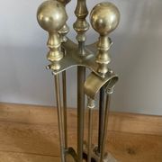Servant of brass fireplace period mid-twentieth century, Pic shovel, claw pliers ..