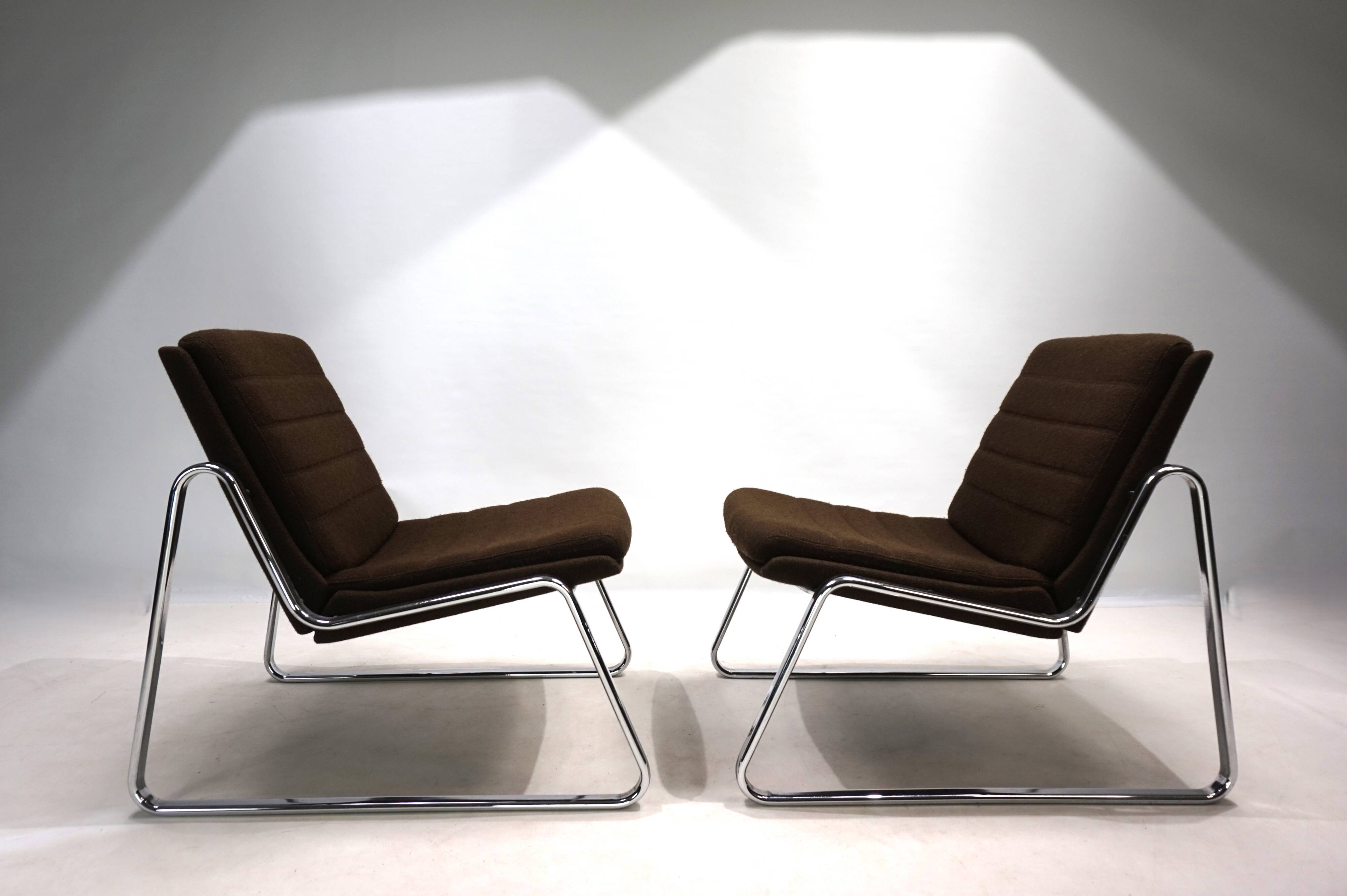 Set of two Drabert chrome lounge chairs by Gerd Lange, 1970
