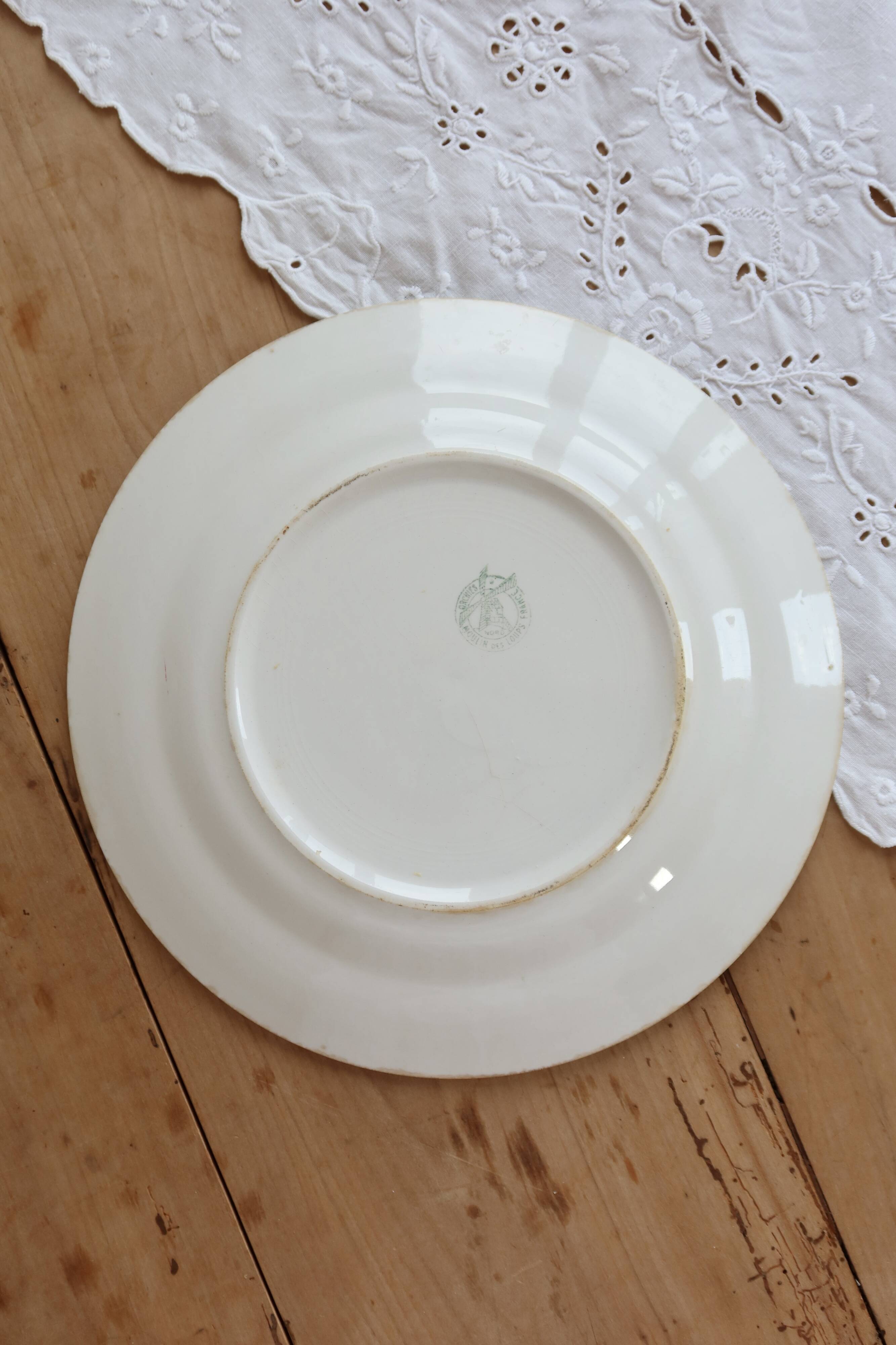 Vintage serving dish Moulin des Loups model Blue Grey Tablecloth