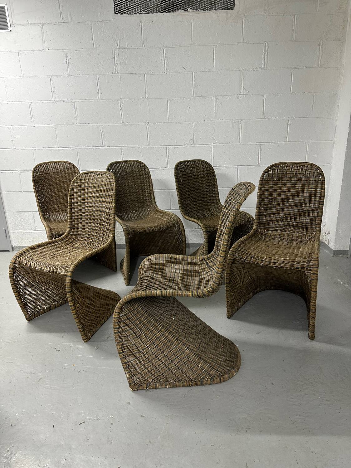6 designer rattan chairs