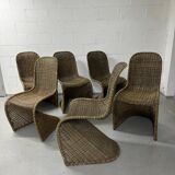 6 chaises design en rotin