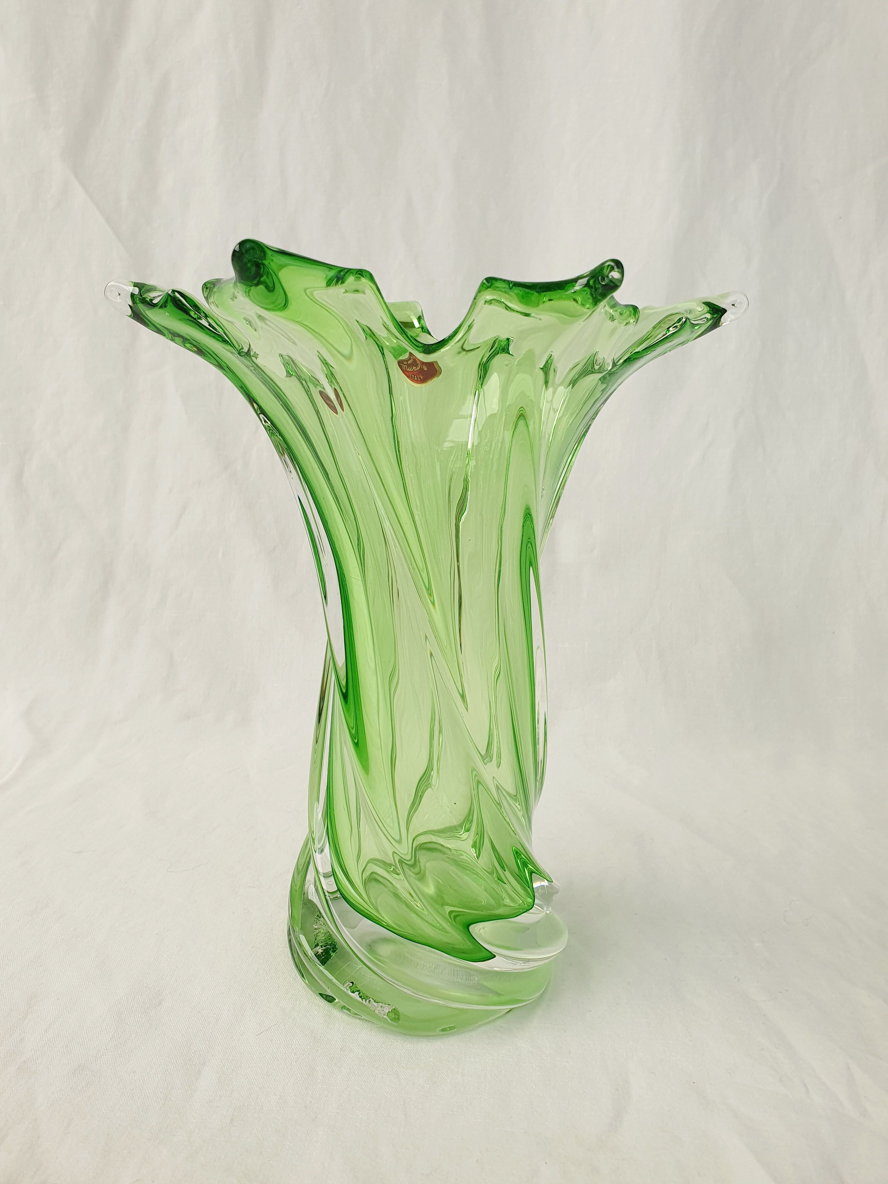 Vase Sommerso Floral Murano 1970 Italie