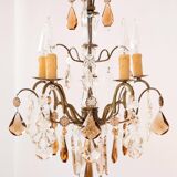 Lustre suédois 5 bras en laiton patiné moitié 20ème