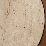 End table in travertine and wood