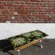 Vintage ceramic coffee table, floral patterns and chrome base.