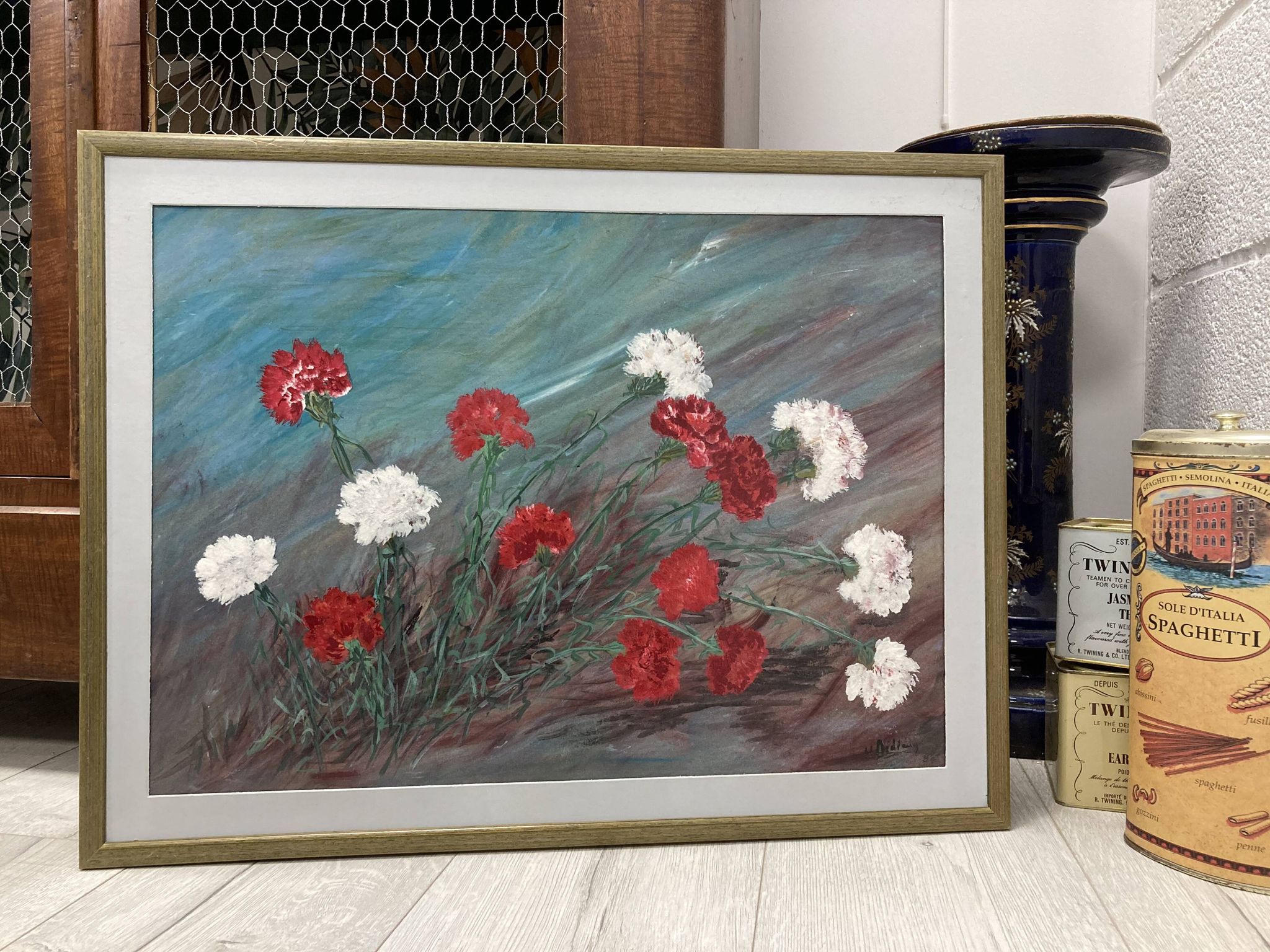 Peinture vintage aux oeillets