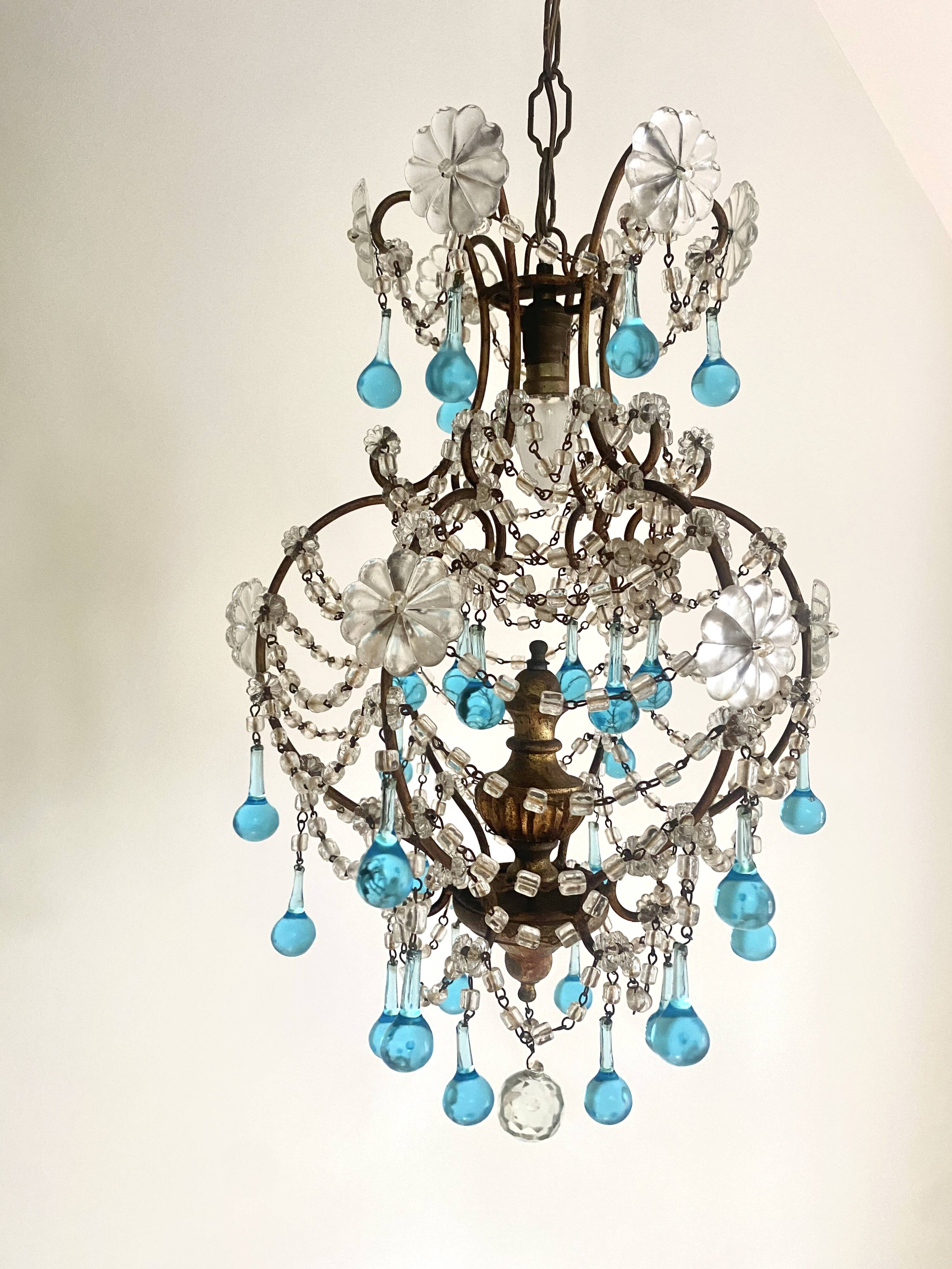 Old crystal pendant chandelier