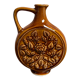 Vase rond allemand à motif floral, pichet ornemental en céramique marron avec anse