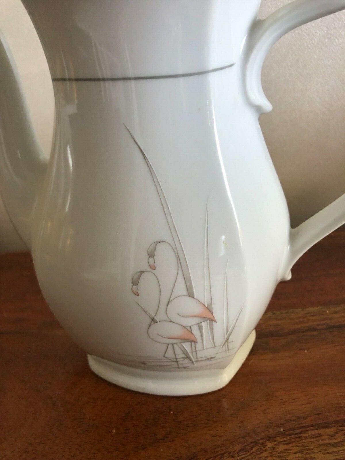 Vintage ceramic coffee maker pink Flemish decoration