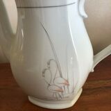 Vintage ceramic coffee maker pink Flemish decoration