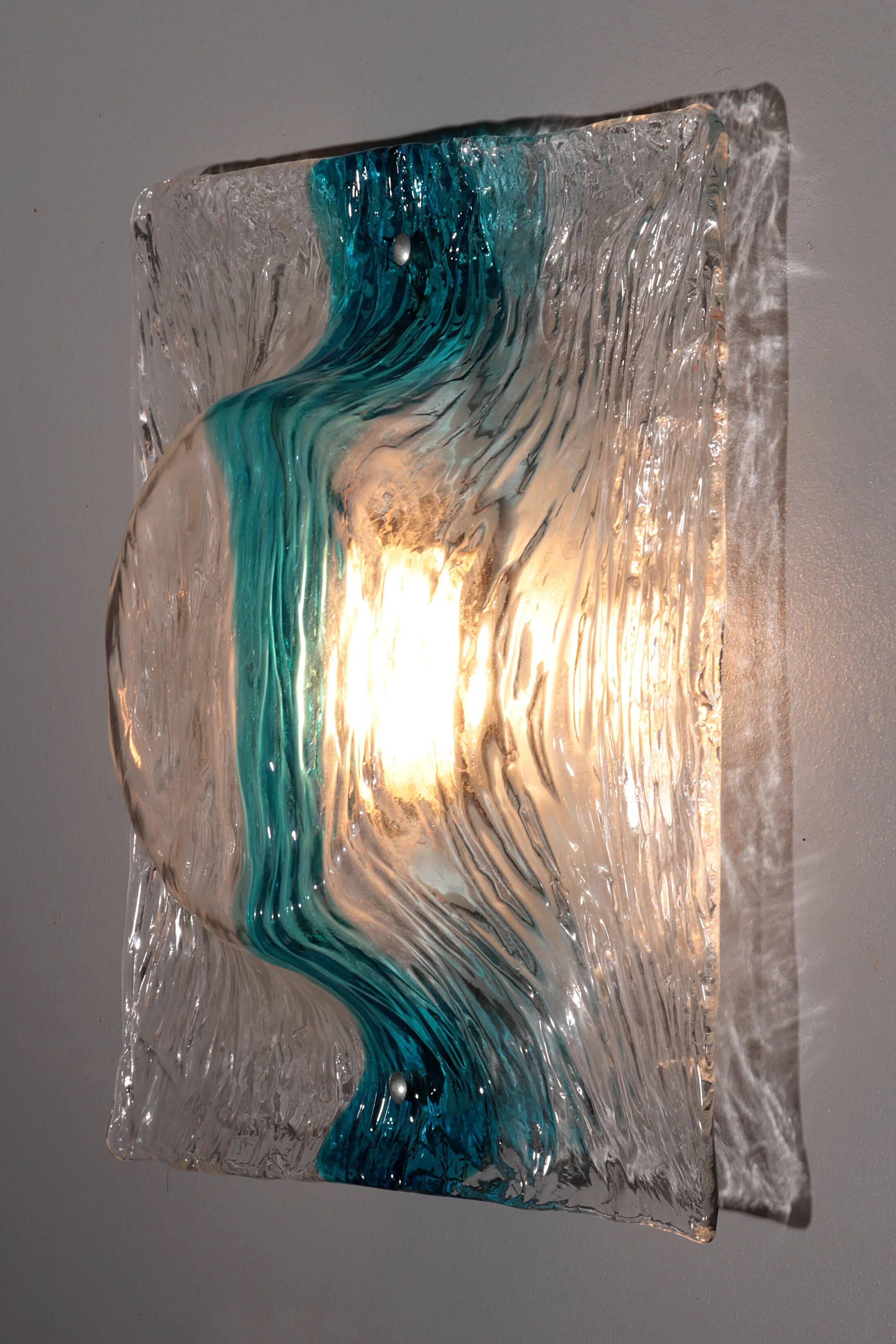 Murano flush mount sconce by Toni Zuccheri for Venini, 5 pieces