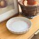 Vintage pie dish – Floral decoration with roses and blue polka dots – Ceramic Fr