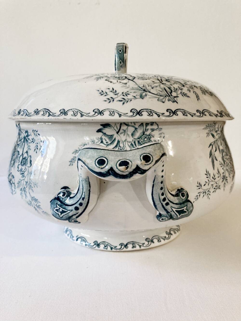 Iron earth soup tureen, Sarreguemines, Eglantine model