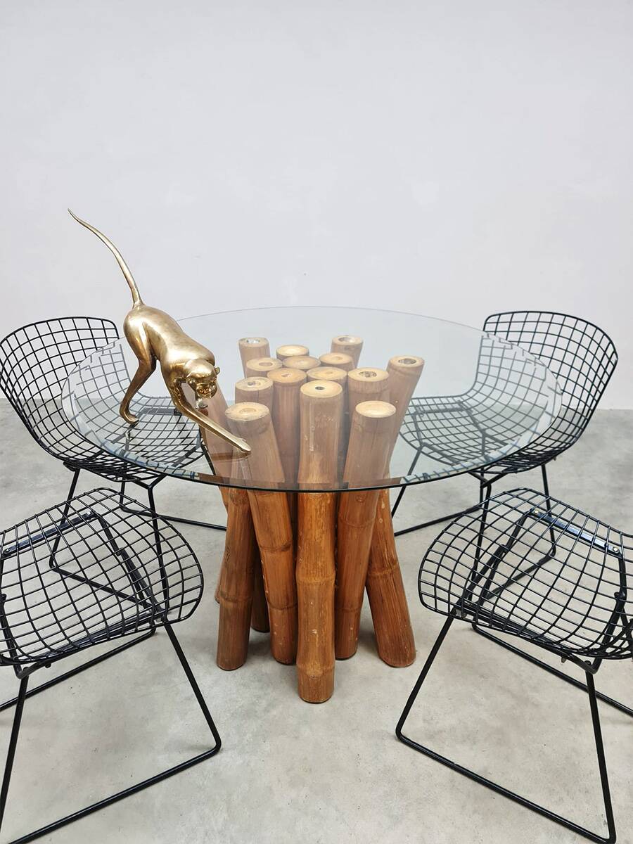 Vintage fifties bamboo dining table 1950
