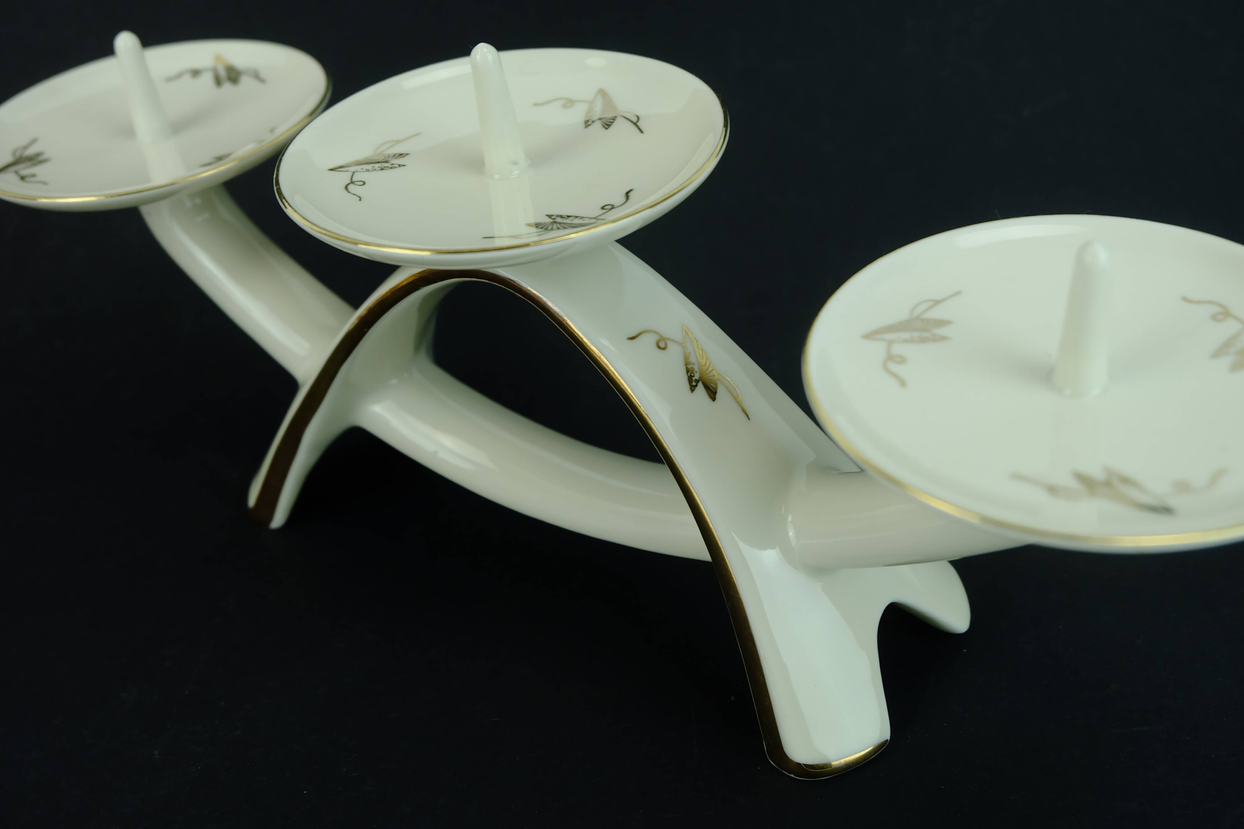 Mid century porcelain candle holder alka-kunst bavaria decor 'peking'