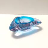 Large Triangular Blue Murano Glass Trinket Bowl - Ashtray, Italy
